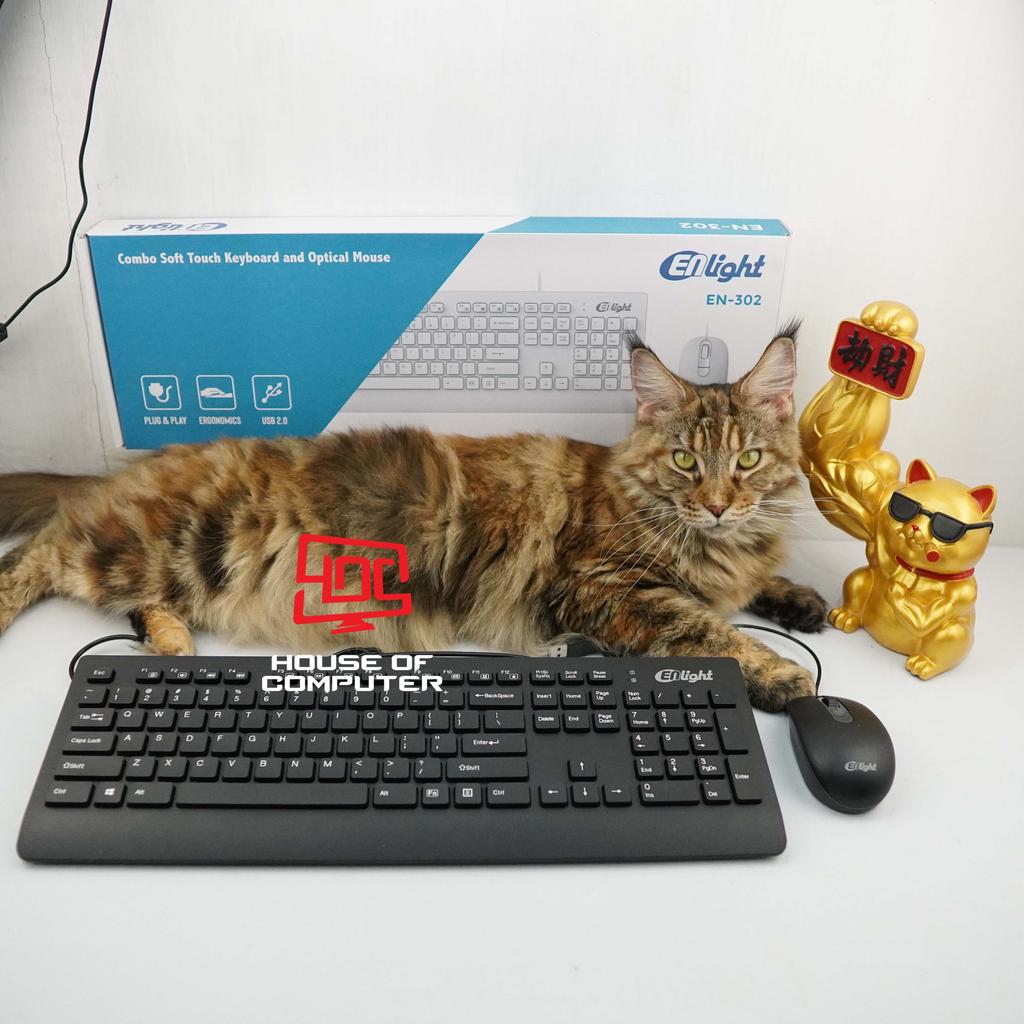 ENLIGHT EN-302 COMBO USB COMBO SOFT TOUCH คีย์บอร์ด + เมาส์ - สีดํา