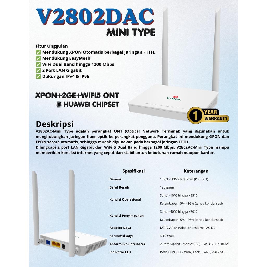 ONU XPON V2802DAC MINI TYPE DUAL BAND