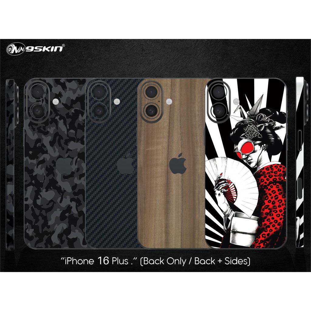 9skin iPhone 16 Plus Back Case Skin Custom Carbon Leather Special Texture
