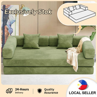 COD Sofa Bed Lipat Minimalis/Sofa Bed/Sofa Bench/Sofa 3 Seater/1.5M sofa/sofa tempat tidur&Sandaran Bisa Dilepas Sofa hijau tua