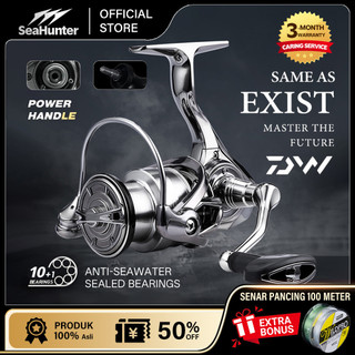 SeaHunter DW EXIST MAX Versi Tingkat Lanjut Reel Pancing Power Handle Spinning Reel Carbon Fiber Washers SW Saltwater Metal Putar 10+1 BB Ball Bearings 6.3:1Gear Ratio Max Drag 18kg Anti Karat Tahan Air, Lancar Digunakan Cocok Laut Air