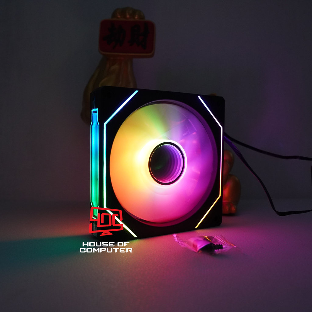 FAN CASING PRISM 12CM ARGB MIRROR MODEL PWM - สีดํา