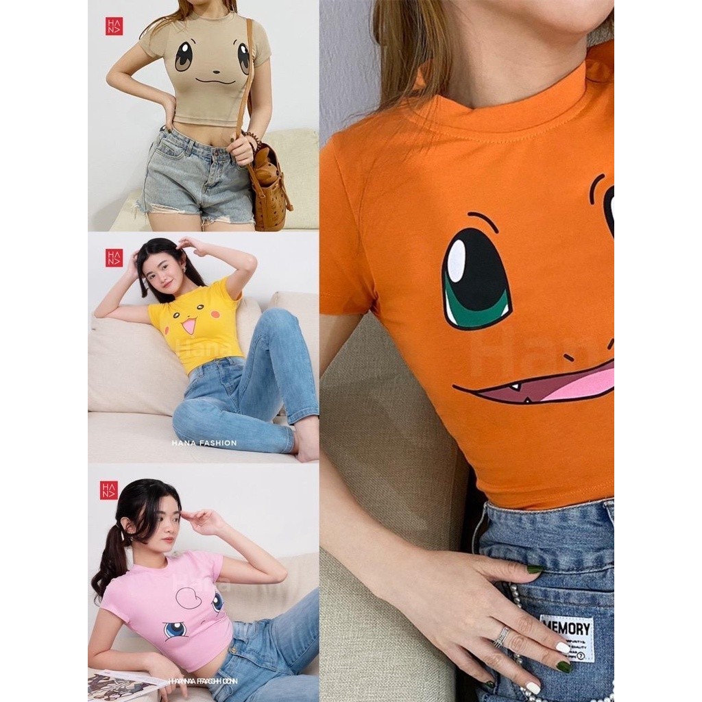 Kaoa Crop Top Pikacu Face Pokeeemon Original Oversize Crop Top
