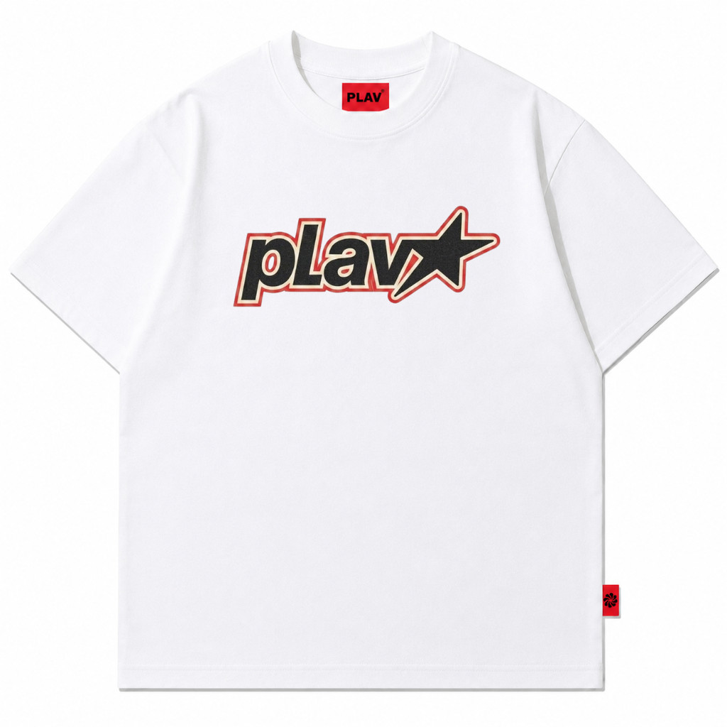 PLAV Starline Tee เสื้อยืดสีขาว Oversize สําหรับผู้ชายและผู้หญิงเสื้อยืดแขนสั้นสีขาว Combed 20s