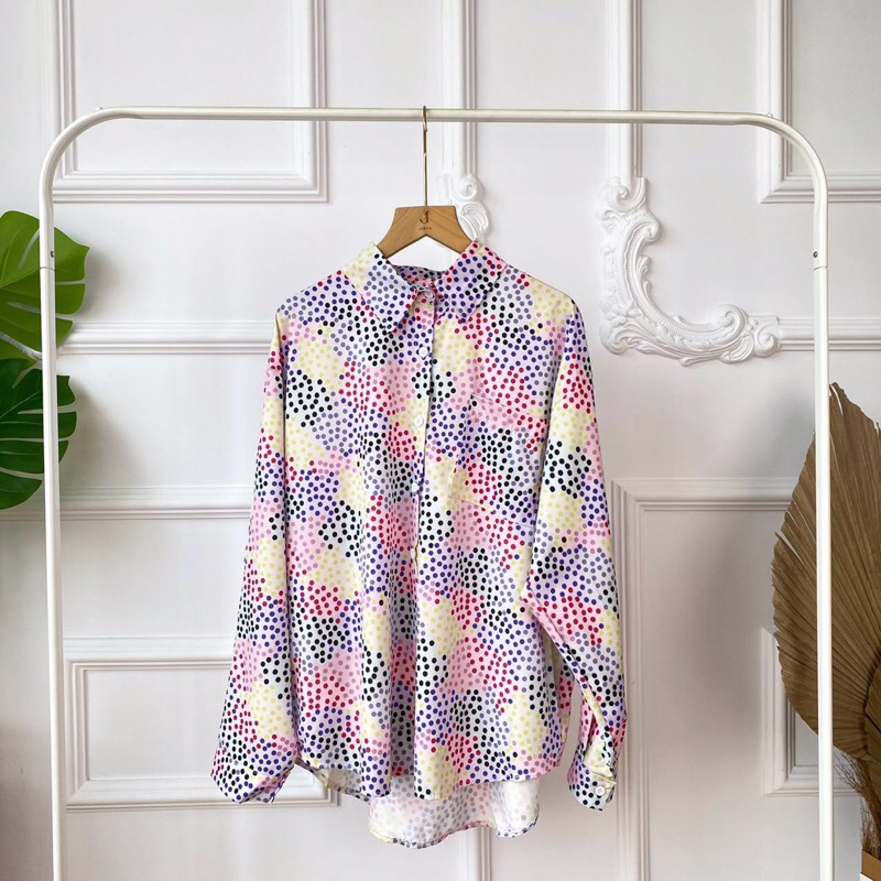 KEMEJA [WHOLESALE] JR8016 - RAINBOW POLKADOT SHIRT BKK (4pcs @ Rp. 77,000)