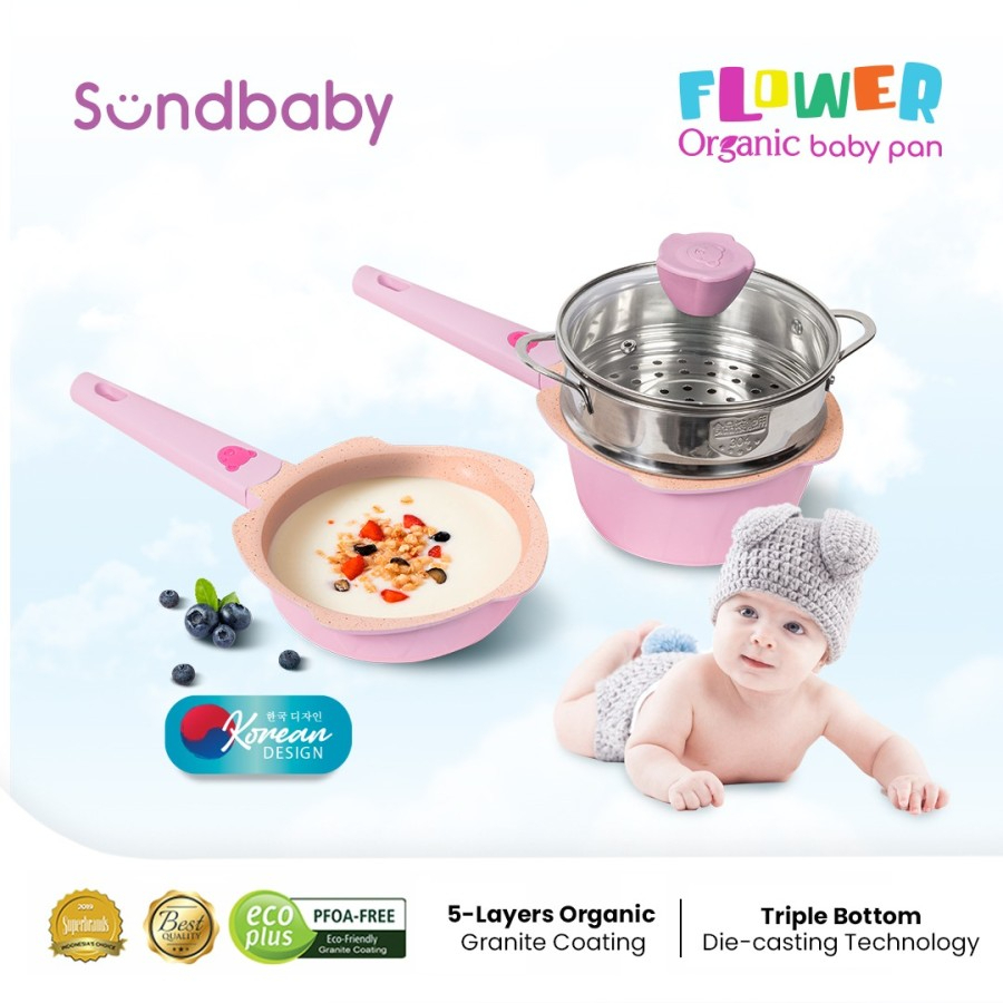 Sundbaby Flower Organic Baby Pan Plus Steamer โดย BOLDe MPASI Aman