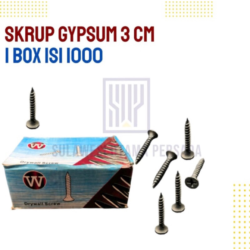 2.5 ซม. สีดํา GYPSUM SCREW (1000 ชิ้น)