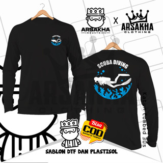 เสื้อยืดแขนยาว ผ้าฝ้าย พิมพ์ลาย Scuba Diving Ocean v2 Distro Combed 30S สําหรับผู้ชาย