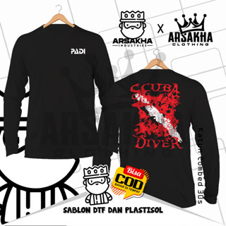 เสื้อยืดแขนยาว ผ้าฝ้าย ลาย Padi Scuba Diver Adventure v2 Combed 30S สําหรับผู้ชาย