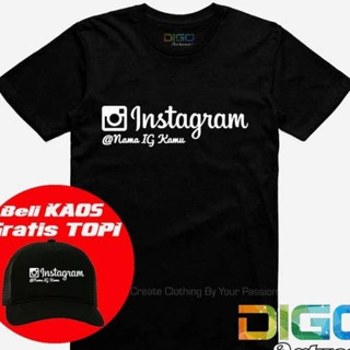 เสื้อยืด ลาย INSTAGRAM Name IG+Hat/COMBED 30S/DISTRO/ผู้ชาย ผู้หญิง