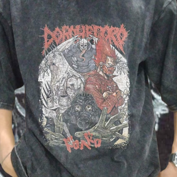 Dorohedoro Anime Manga เสื้อโอเวอร์ไซส์, Kaos Anime Dorohedoro Oversize Wash เสื้อ, อะนิเมะขนาดใหญ่,