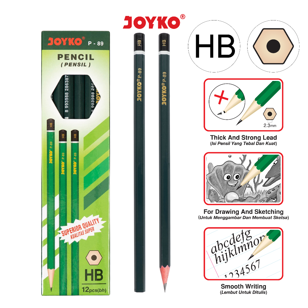 Joyko P-89 HB Pencil 1 กล่อง 12 ชิ้น