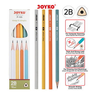JOYKO Pensil Pencil P-125 2B 1 Box 12 Pcs [TIDAK BISA CUSTOM NAMA]