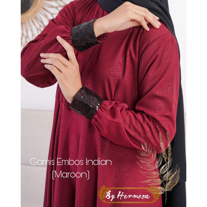 Hermosa Original Indian Maroon Umbrella 4m Embossed Dress - Hermosa Dress