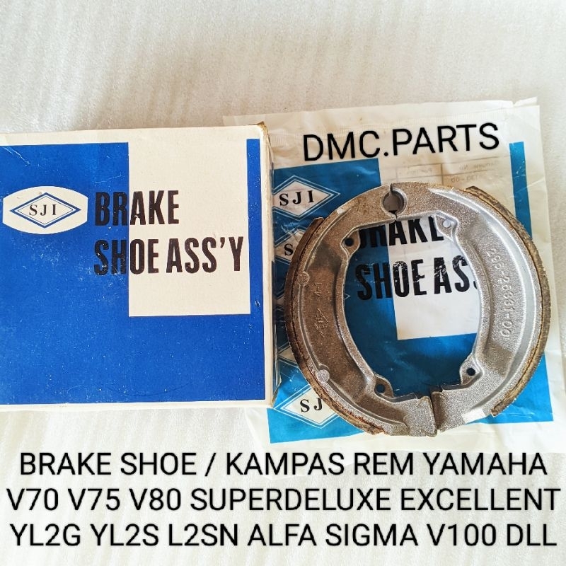 FRONT SHOE ASSY / ผ้าเบรคหน้า YAMAHA V75 V80 Alfa Sigma V100 YB100 RS100 RX100 RD90 RD100 YL2G YL1 Y