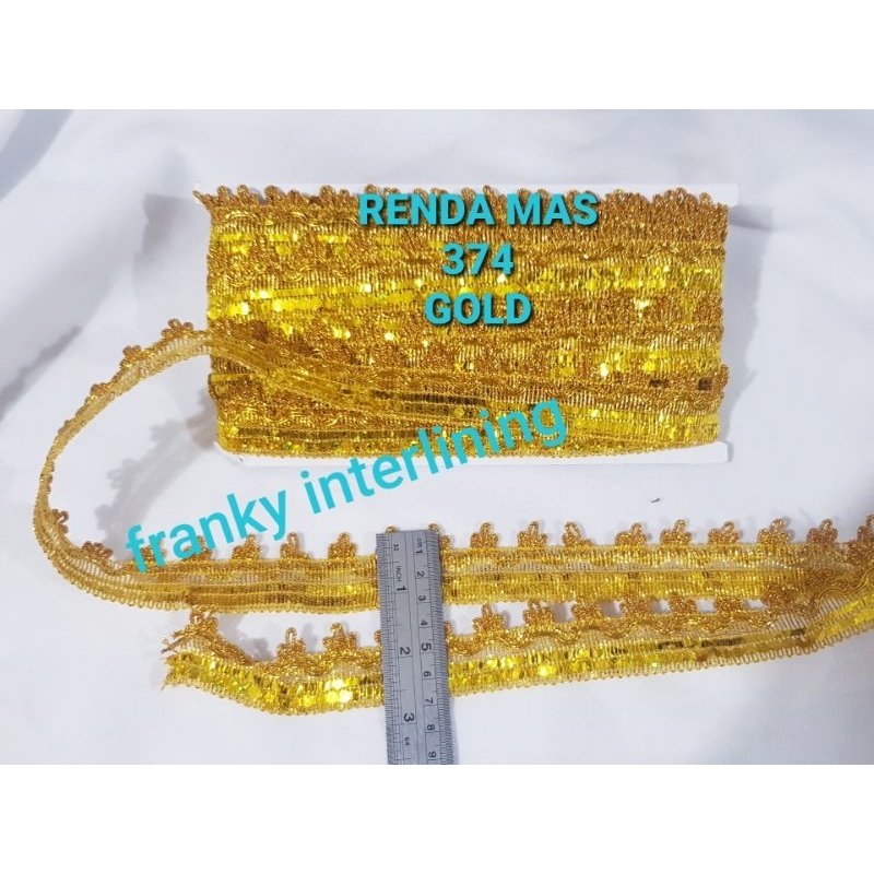 374 METALLIC CROWN-SHAPED LACE 3CM WIDTH 17 YARDS