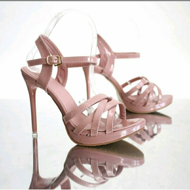 รองเท้าส้นสูง Glosy Block Stitlo Gladiator ความสูง 9 ซม. Tigasole ZR506 ขนาดใหญ่ 35-42