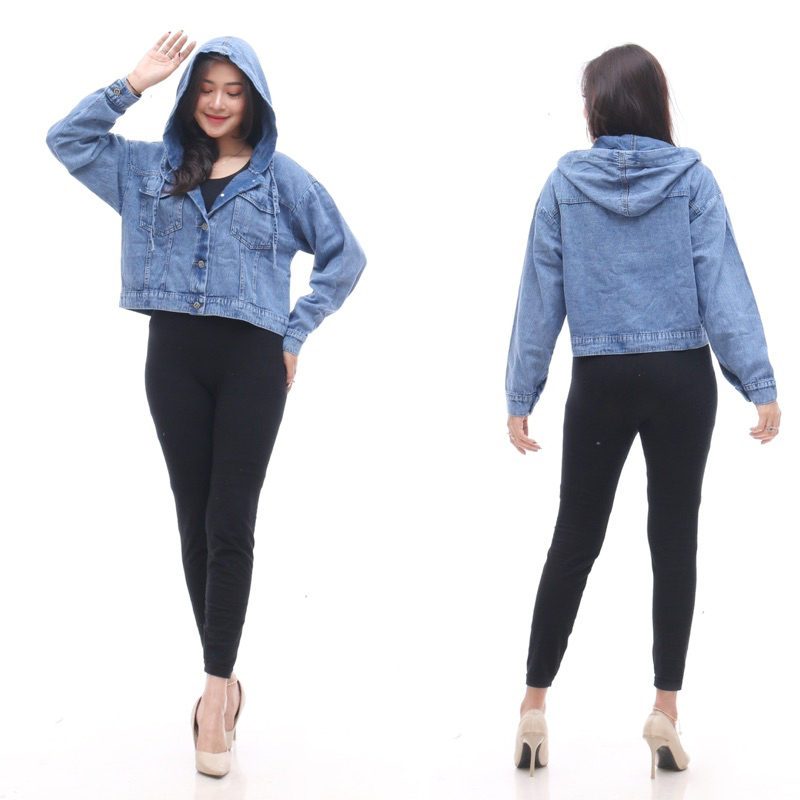 Women& 39;s Jean Jacket Pocket Hoodie - Hoodie ZIPPER