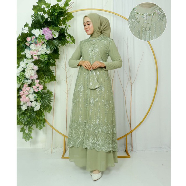 Gamis Outer Lepas Adiva| Gamis Brukat| Gamis Brukat| Gamis Pesta| Gamis Kondangan| Gamis Outer Premi