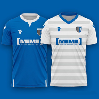 เสื้อกีฬาแขนสั้น ลายทีมชาติฟุตบอล Gillingham FC Home Away 2022 2023