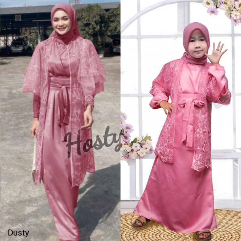 (ใหม่) LUVINA - มุสลิมแม่และลูกสาว Gamis ชุดฟรี CARDI ขนาด ML XL XXL JUMBO อายุ 3 4 5 6 7 8 9 10 11 