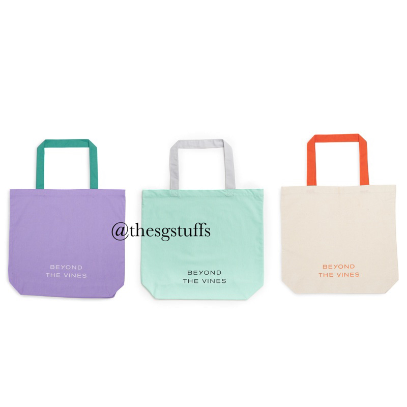 HIJAU UNGU BEYOND THE VINES BTV Shopper Tote XS/Medium/Tote bag, สีเขียวเทอร์ควอยซ์ธรรมชาติ, สีม่วงไ