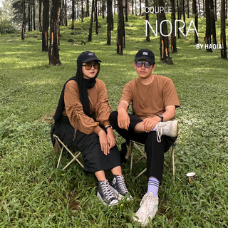 NORA COUPLE BY HAGIA | SUDAH SEPASANG BLOUSE SERUT WANITA DAN KAOS PRIA POLOS