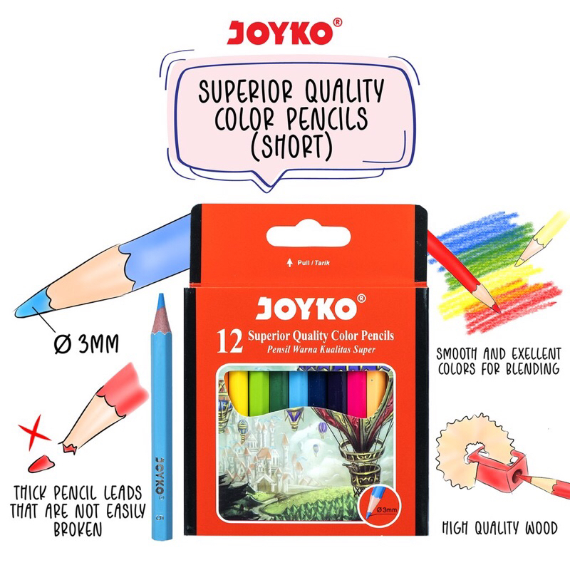 JOYKO PENCIL COLORED 12 สี CP-102 SHORT/CP-100 LONG