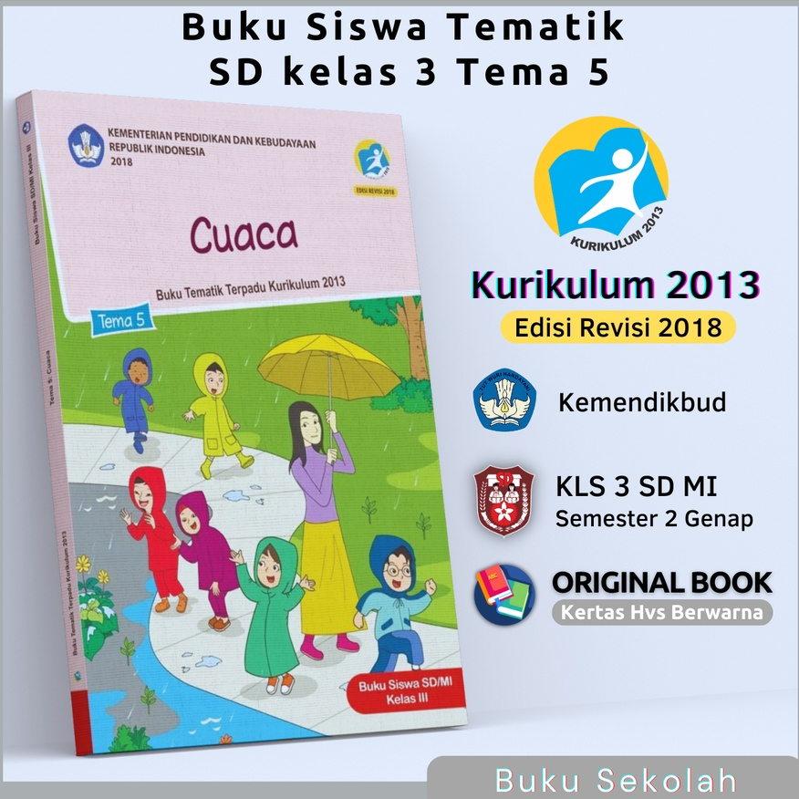 หนังสือเรียนนักเรียนชั้นประถมศึกษาปีที่ 3 และธีมโรงเรียนประถมศึกษาอิสลาม 5 ชื่อสภาพอากาศ Semester 2 