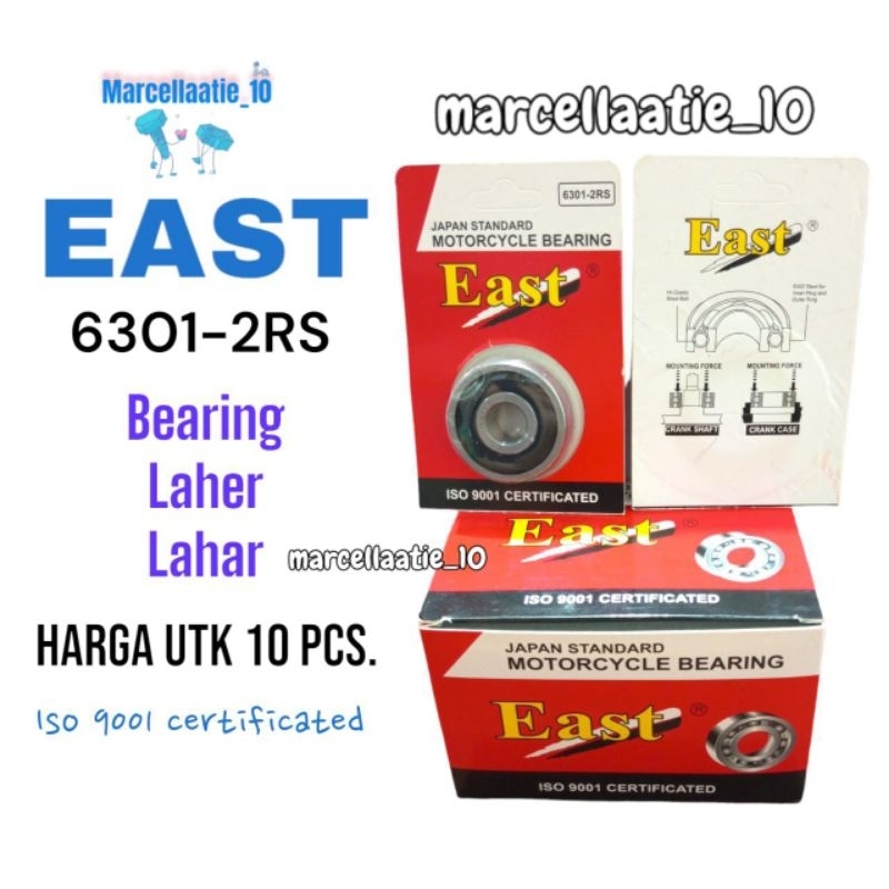 10 ชิ้นหรือ 1 กล่อง EAST LAHER 6301 2RS LAHAR 6301 LAHER 6301 BEARING 6301 LAHER KLAHER 6301 LAHER 6