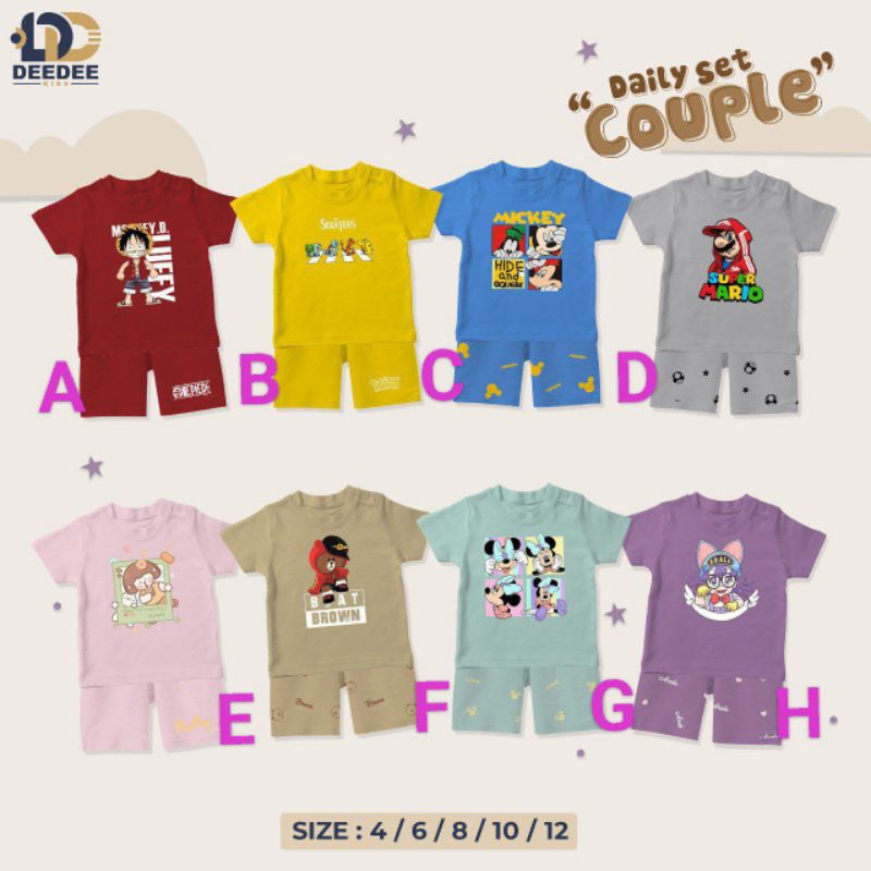4-12T Daily Set Couple by DeeDee Kids / Short Daily T-Shirt Set for Boys and Girls
