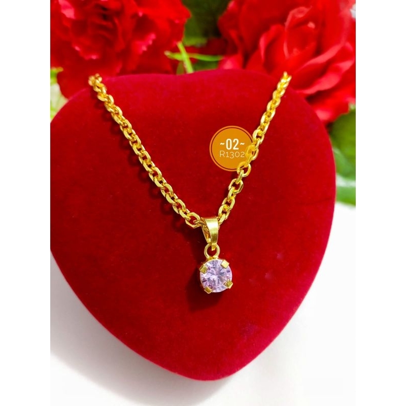 24K CRYSTAL PLATED NECKLACE + จานทอง 24K