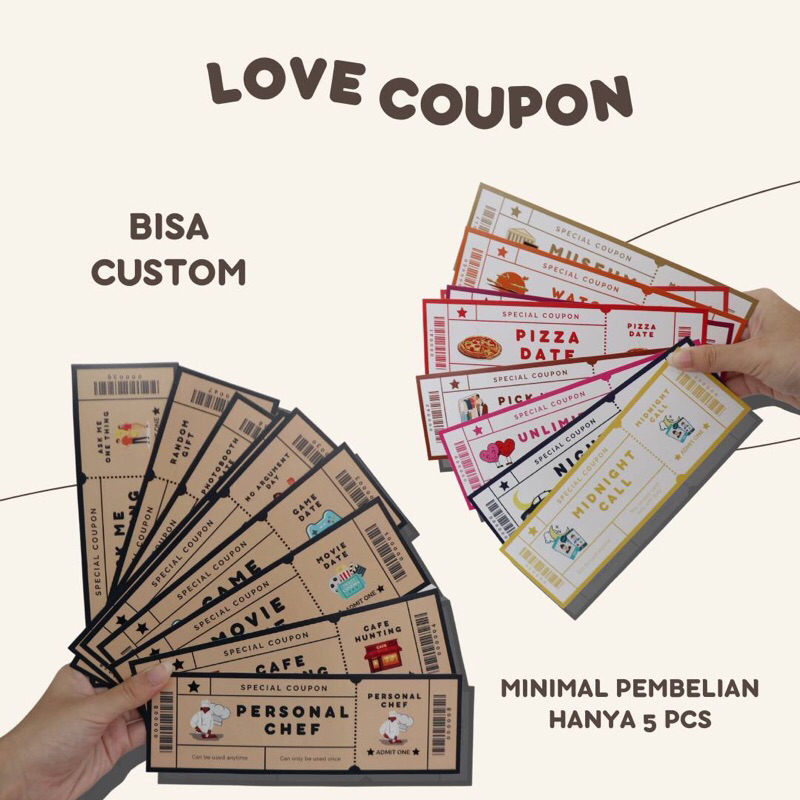 Minimal Valentine LOVE COUPON CUSTOM GIFT/LOVE TICKET/CUSTOM COUPON/GIFT VOUCHER/GIFT สําหรับแฟน - ซื้อขั้นต่ํา 5 ชิ้น