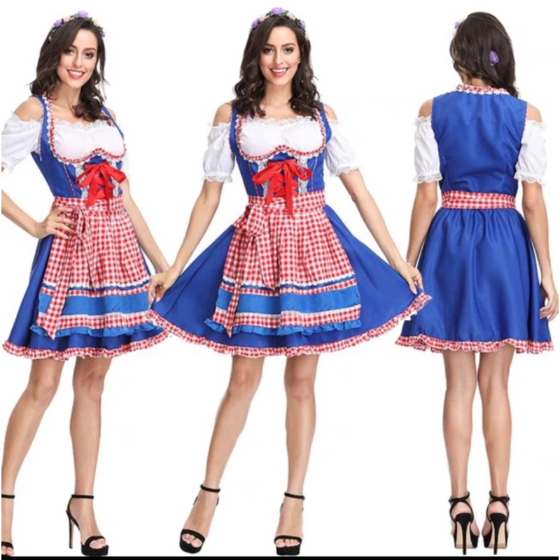 ชุดเยอรมันสําหรับผู้หญิงผู้ใหญ่ | บาวาเรีย octoberfest เยอรมัน เครื่องแต่งกาย คอสเพลย์ ฮาโลวีน ผู้ให
