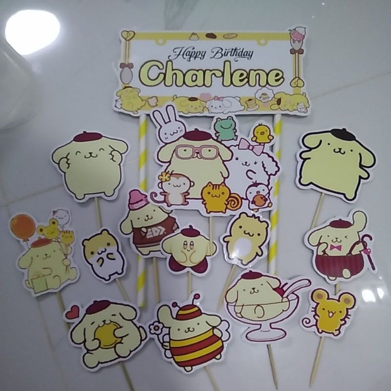 ท็อปเปอร์เค้กปอมปอมปูรินปอมปอมปูรินตกแต่งเค้ก