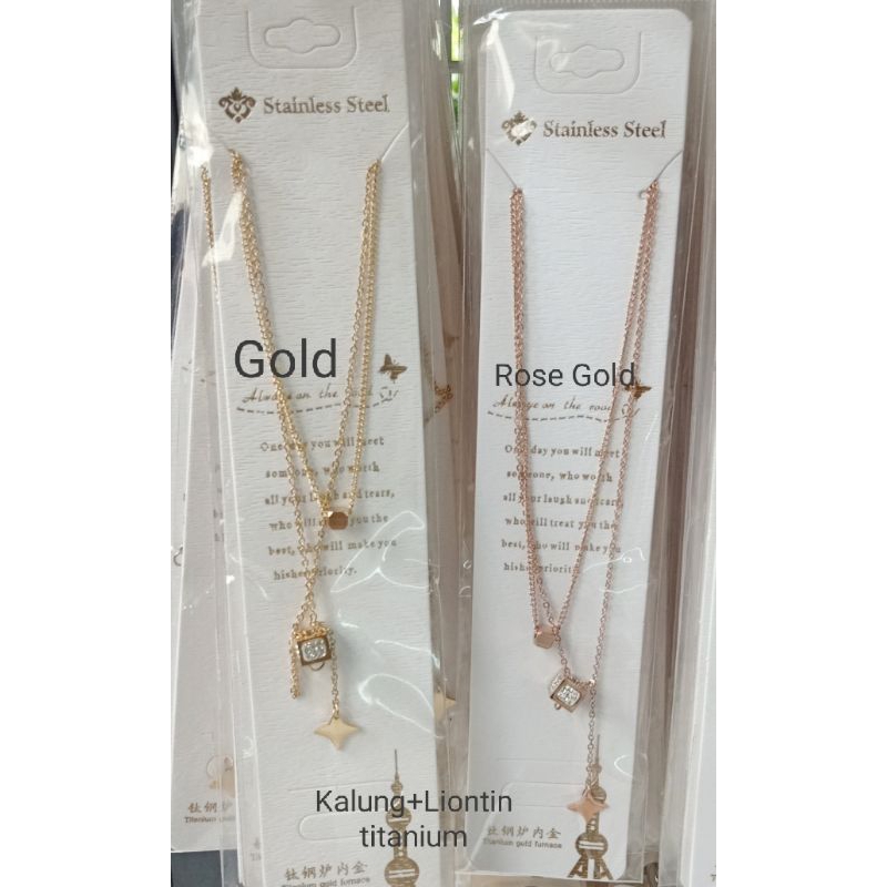 RJ478. สร้อยคอสแตนเลสไทเทเนียม+จี้สําหรับผู้หญิง ขนาด 45 ซม +