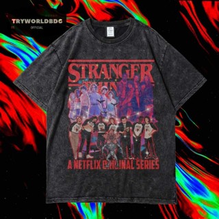 เสื้อยืด พิมพ์ลาย Tryworldbdg OFFICIAL "STRANGER THINGS" สําหรับผู้ชาย | เสื้อเชิ้ต ซักได้ | หินล้างทําความสะอาด | เสื้อยืด ขนาดใหญ่ | เสื้อยืด STANGER THINGS A NETFLIX ORIGINAL SERIES WASHING VINTAGE TEE