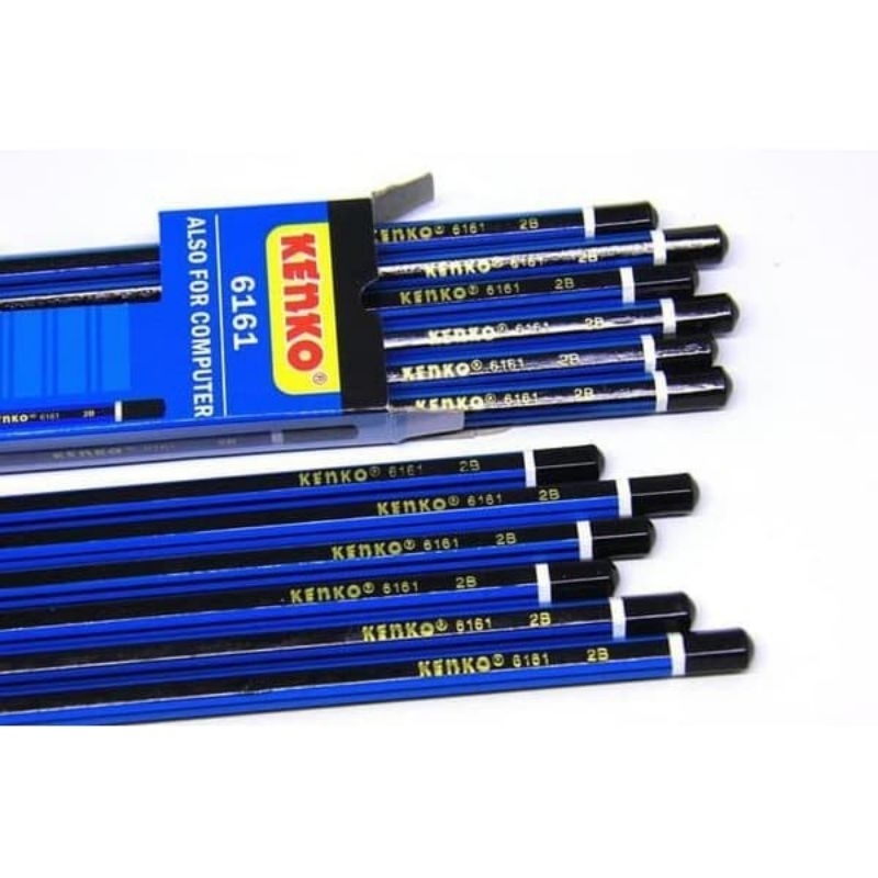 Hitam Pencil 2B KENKO-6161 แถบสีดําสีน ้ ําเงิน