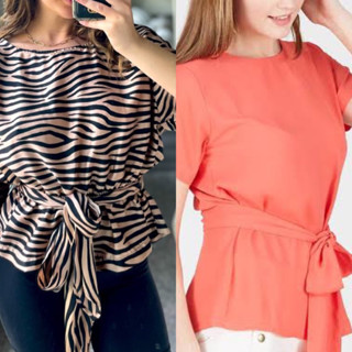 เสื้อยืด แขนพลิ้ว แบบผูก สําหรับผู้หญิง
