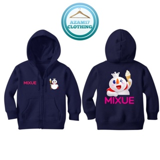 เสื้อแจ็กเก็ต มีฮู้ด แต่งซิป ลายโลโก้ Mixue Mixue Mascot Mixue น่ารัก สําหรับเด็กผู้ชาย และเด็กผู้หญิง AZAM17