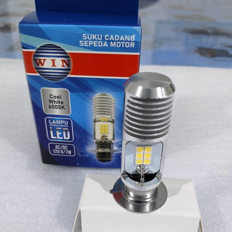 T19 12V 6-7 วัตต์ Cool White 6000K WIN ไฟ LED รถจักรยานยนต์ | ฝาครอบหลอดไฟสะท้อนแสงไฟหน้ารถจักรยานยน