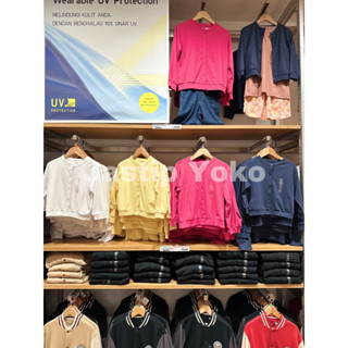 UNIQLO เสื้อคาร์ดิแกน คอกลม ป้องกันรังสียูวี สําหรับเด็กผู้หญิง