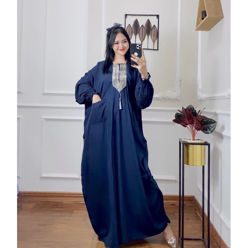 BILION KAFTAN MAXY DRESS SUPER JUMBO LD 180 เครื่องขยายเสียง BATIK BUSUI ZIPPER FRONT GAMIS RAYON BA