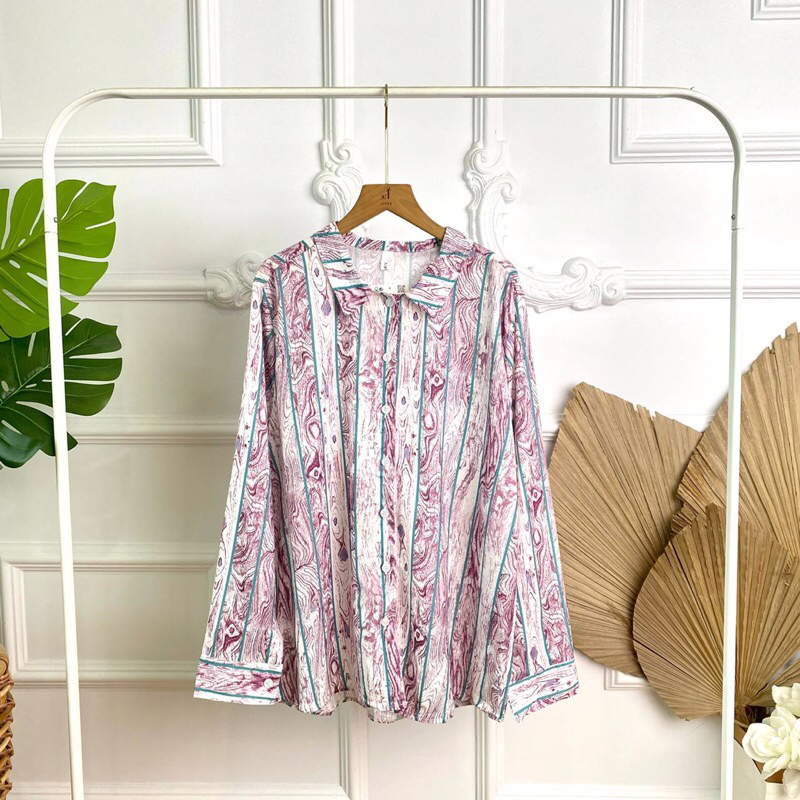 KEMEJA [WHOLESALE] JR20031 - ROZ PINK MARBLE SHIRT (4pcs @ Rp. 77,000)