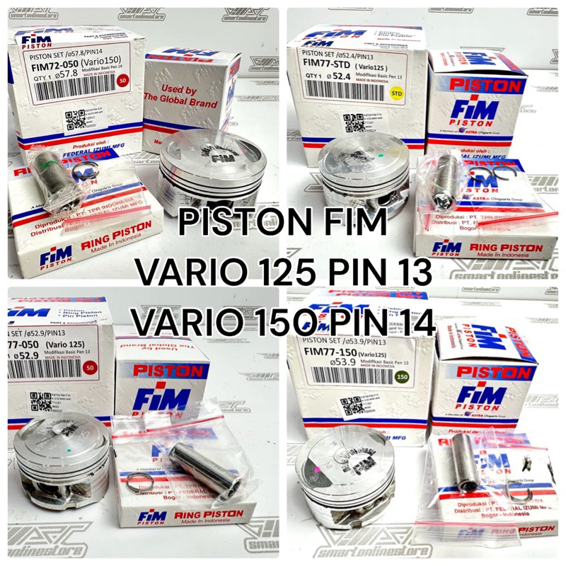PISTON FIM 77 HONDA VARIO 125 PIN 13 / PISTON FIM 72 VARIO 150 PIN 14 57.3MM 57.8MM 56.3MM 58.8MM 55