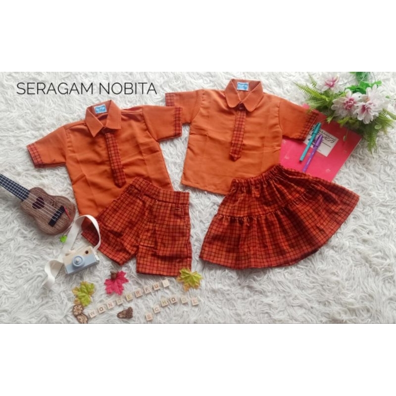 ชุดสีส้มโนบิตะ/ชุดนักเรียนเด็ก/ชุดนักเรียนอนุบาล/ชุดนักเรียนอนุบาล/ชุดนักเรียนเตรียม