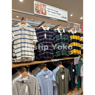 เสื้อโปโล แขนสั้น ลายทาง ทนทาน สําหรับผู้ชาย UNIQLO