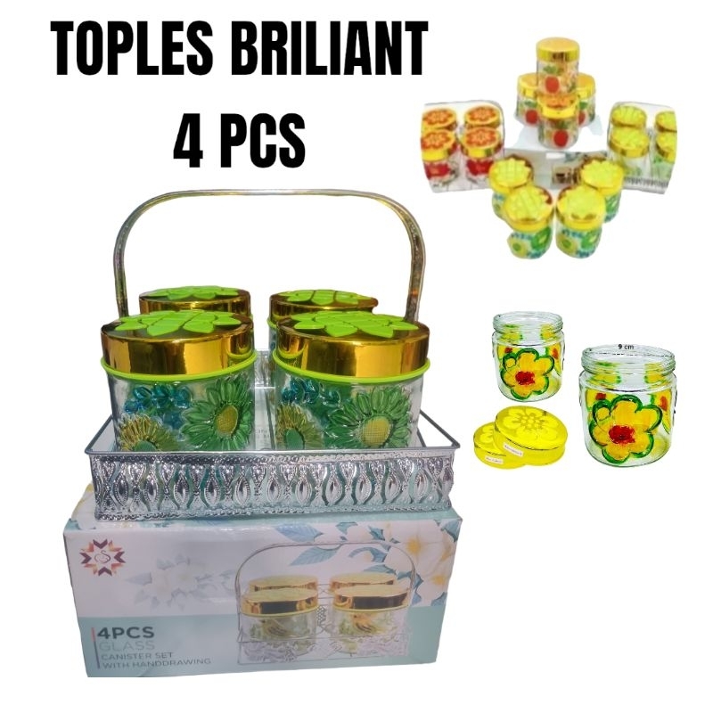 BRILLIANT แก้ว JARS 4 ชิ้น CANISTER แก้ว JARS JASMINE JARS 4 ชุด HC