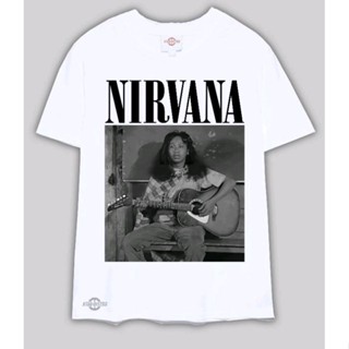 Putih Nirvana MANDRA เสื้อยืดลําลอง แขนสั้น พิมพ์ลายวงร็อคเกรนจ์เมทัล สีขาว