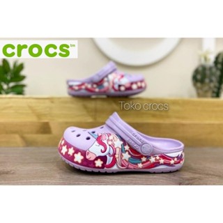 Crocs รองเท้าแตะ ลายยูนิคอร์น สําหรับเด็ก